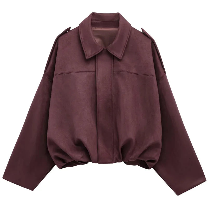 Women’s Faux Suede Bomber Jacket