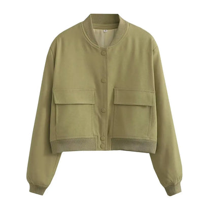 Women’s Lightweight Bomber Jacket with Front Pockets