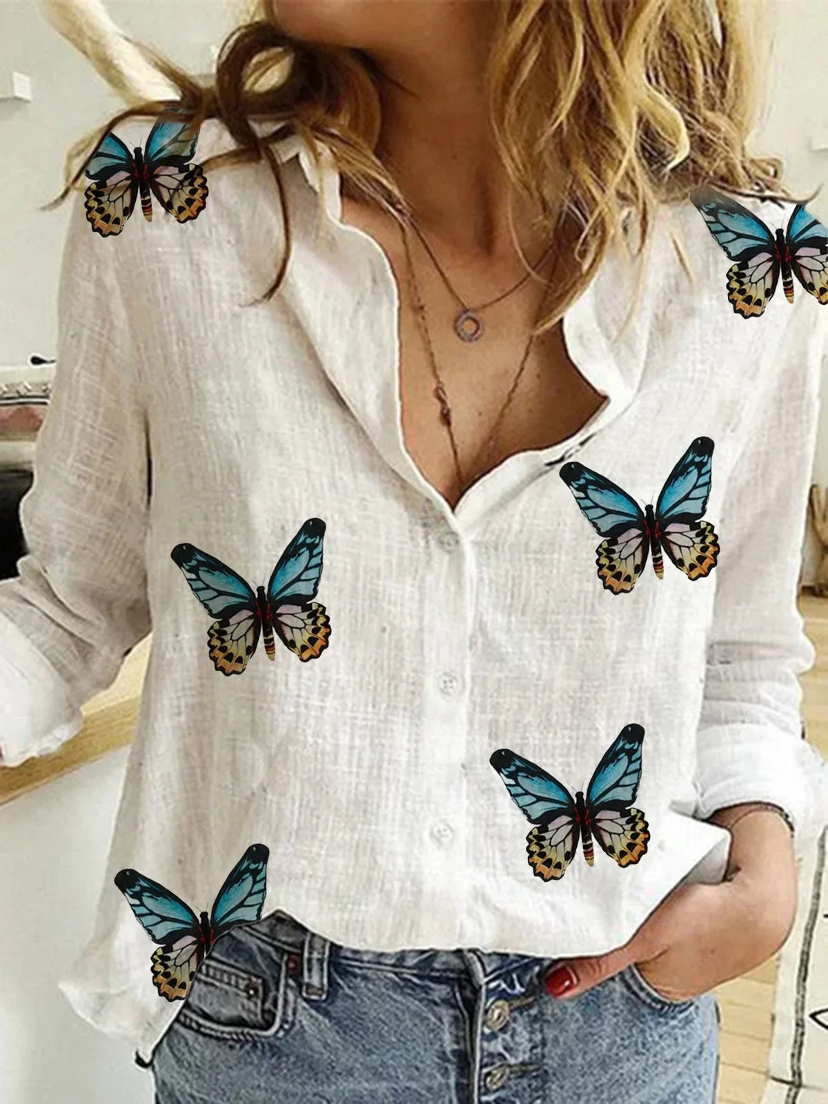 Women’s Vintage Cotton Linen Floral Print Long Sleeve Casual Blouse