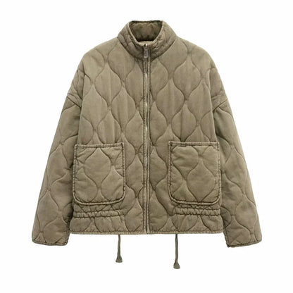 Women’s Quilted Cropped Jacket with High Collar