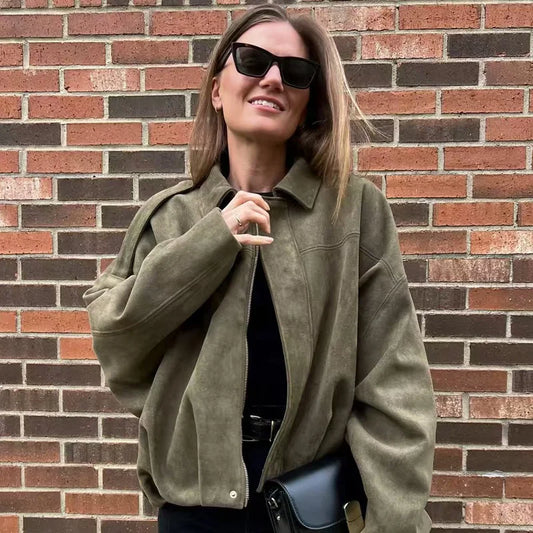 Women’s Faux Suede Bomber Jacket