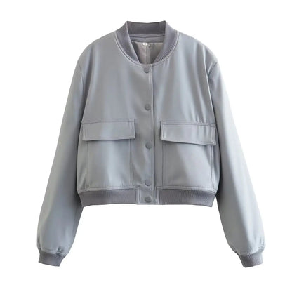 Women’s Lightweight Bomber Jacket with Front Pockets