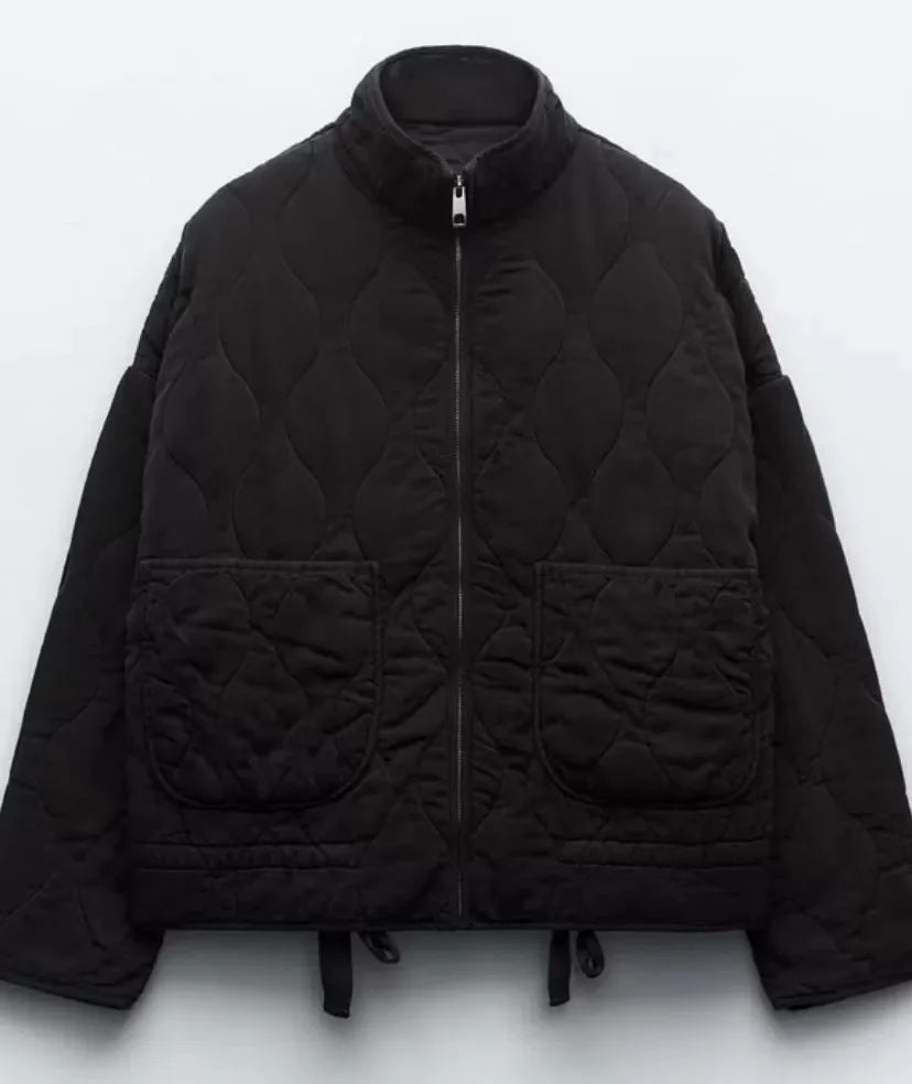 Women’s Quilted Cropped Jacket with High Collar