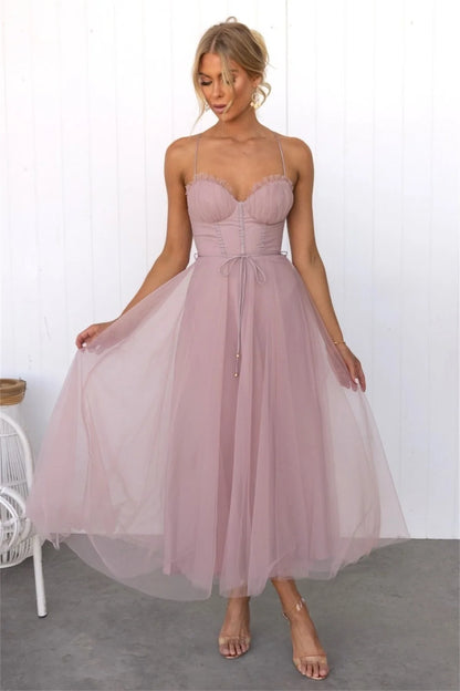 Sweetheart Corset Lace Up Midi Dress