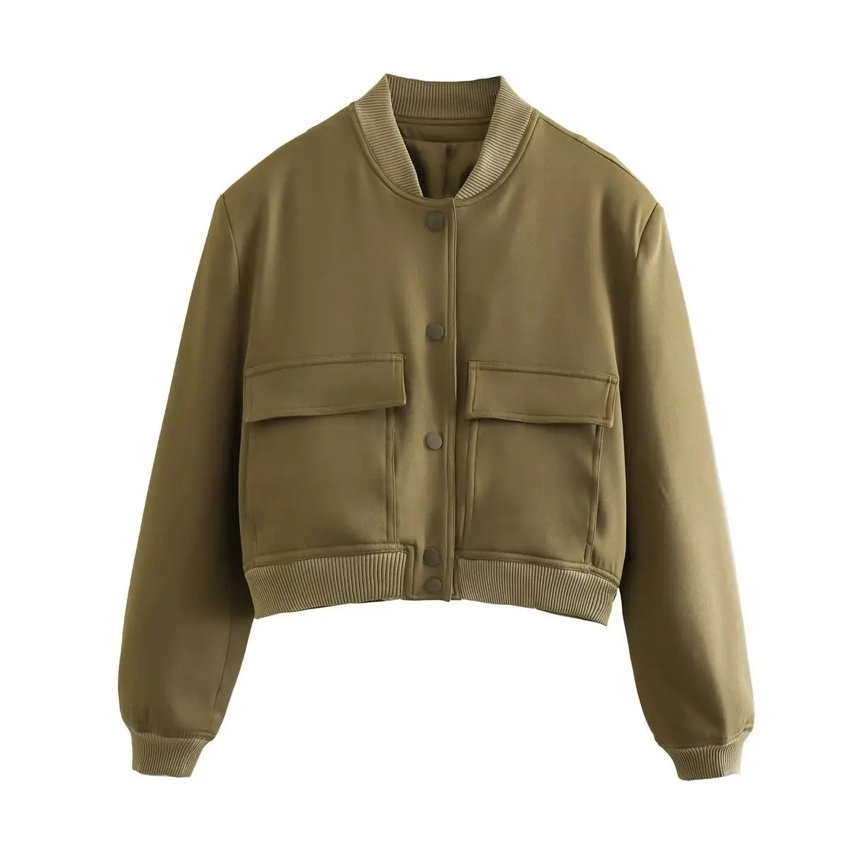 Women’s Lightweight Bomber Jacket with Front Pockets