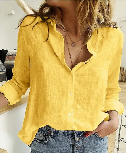 Women’s Vintage Cotton Linen Floral Print Long Sleeve Casual Blouse