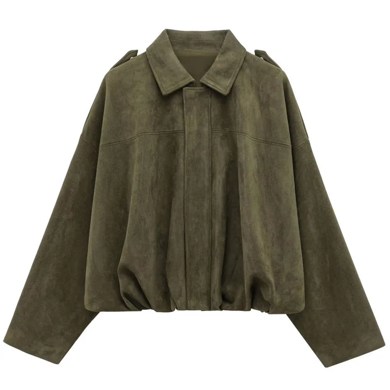 Women’s Faux Suede Bomber Jacket