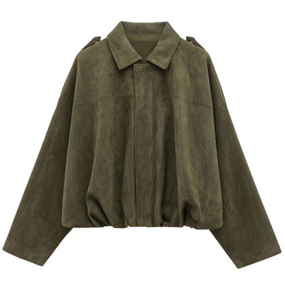 Women’s Faux Suede Bomber Jacket