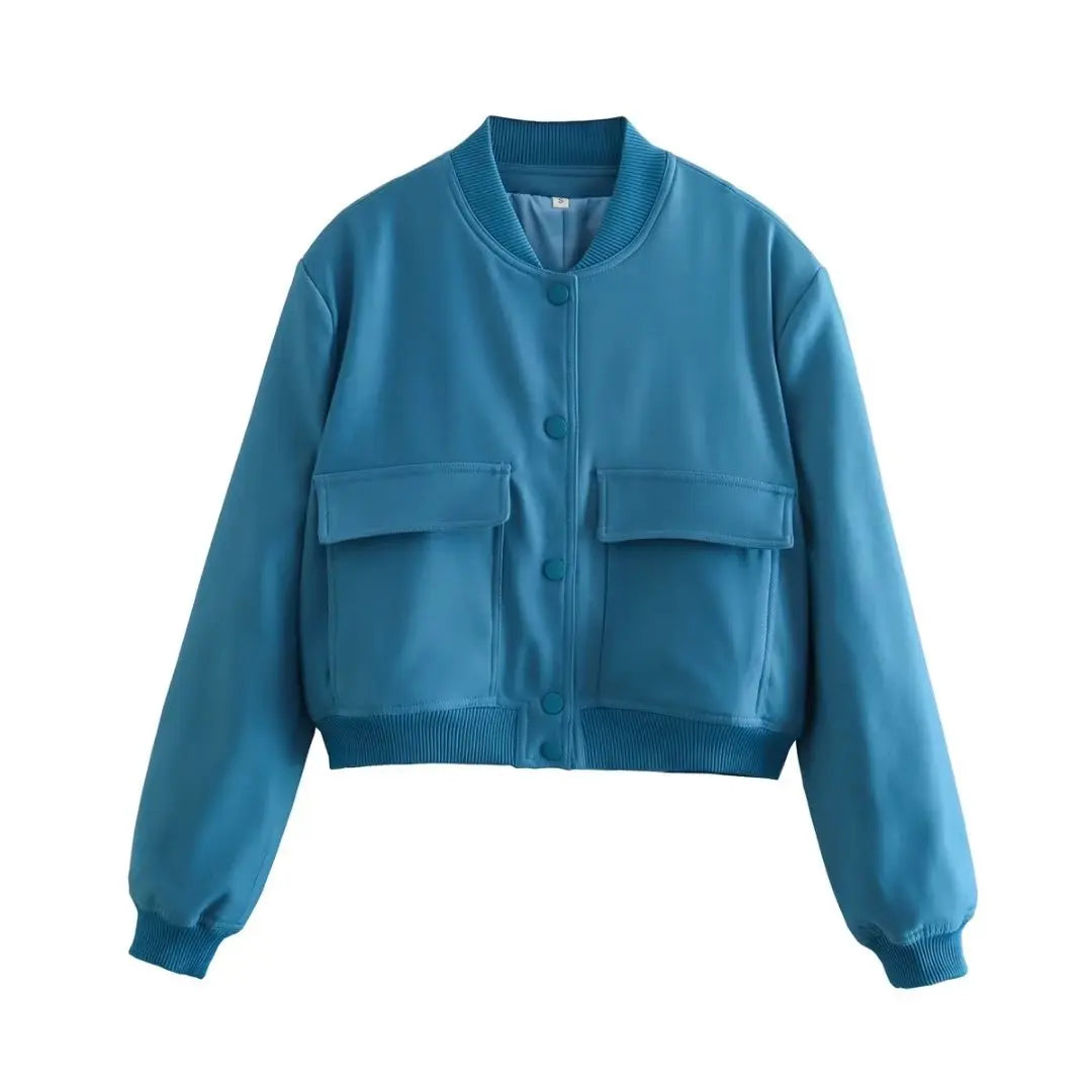 Women’s Lightweight Bomber Jacket with Front Pockets