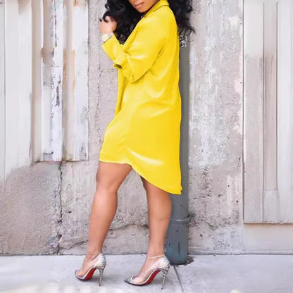 Deep V-Neck Long Sleeve Mini Dress