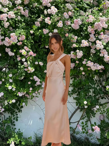Satin One Shoulder Maxi Dress