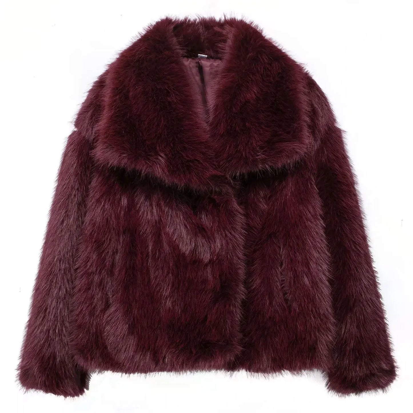 Women’s Faux Fur Oversized Winter Jacket with Turn-Down Collar