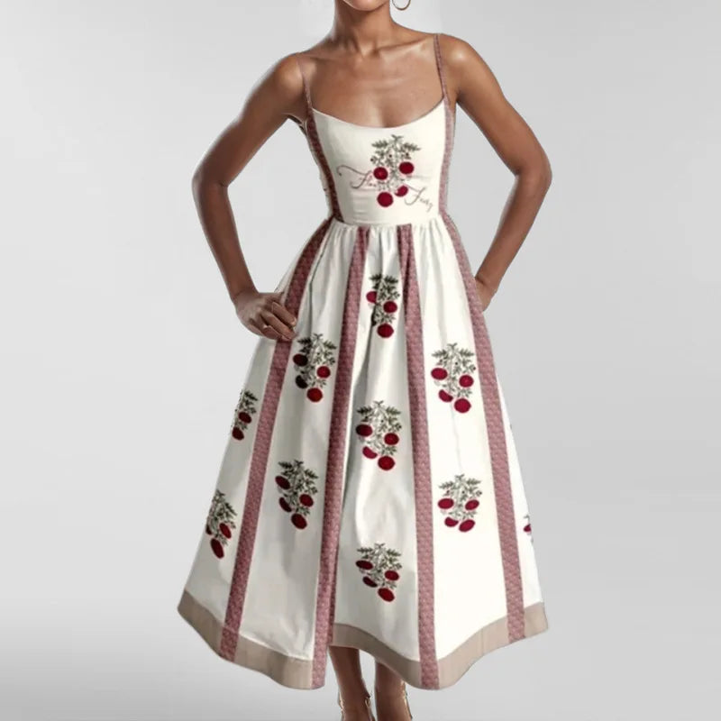 Graphic Print Spaghetti Strap Midi Dress