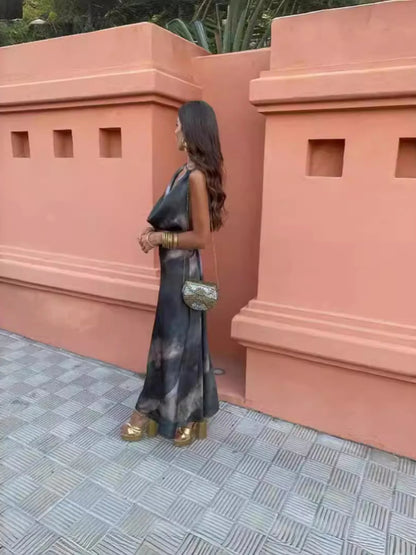 Sunset Ombre Halter Maxi Dress