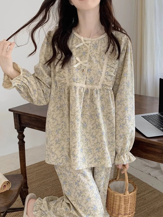 Women’s Vintage Floral Long Sleeve Lounge Set