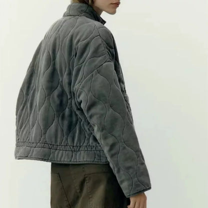 Women’s Quilted Cropped Jacket with High Collar
