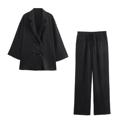 Women’s Oversized Blazer and Wide Leg Pants Set