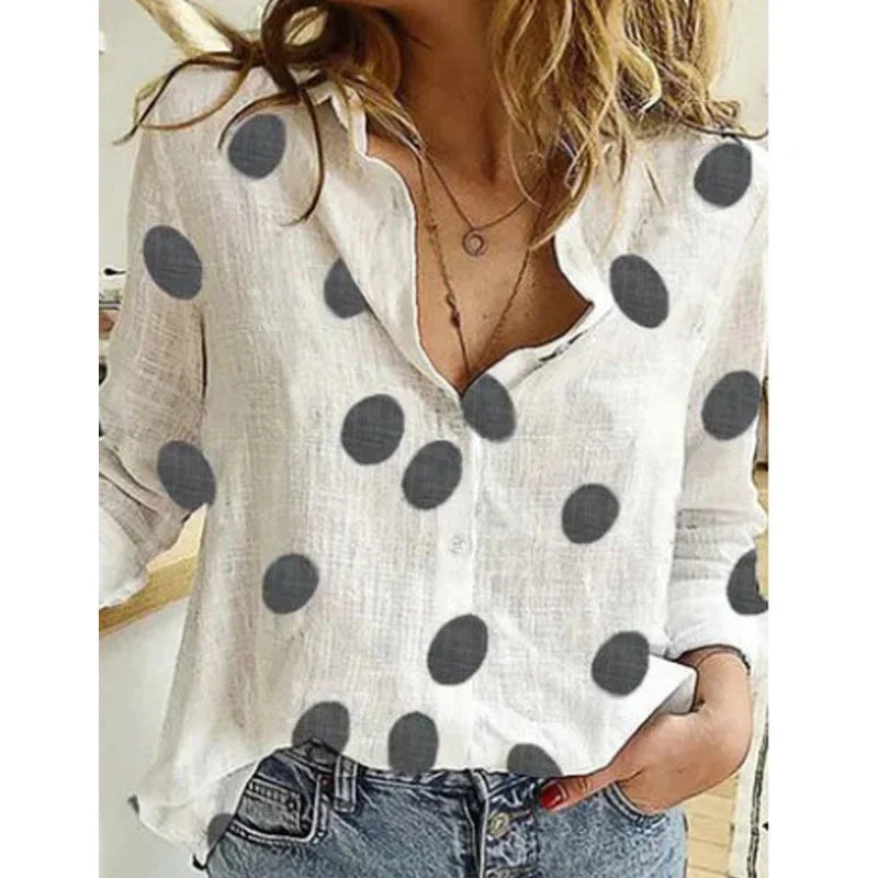 Women’s Vintage Cotton Linen Floral Print Long Sleeve Casual Blouse