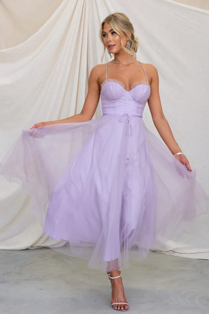 Sweetheart Corset Lace Up Midi Dress
