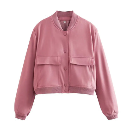 Women’s Lightweight Bomber Jacket with Front Pockets