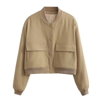 Women’s Lightweight Bomber Jacket with Front Pockets