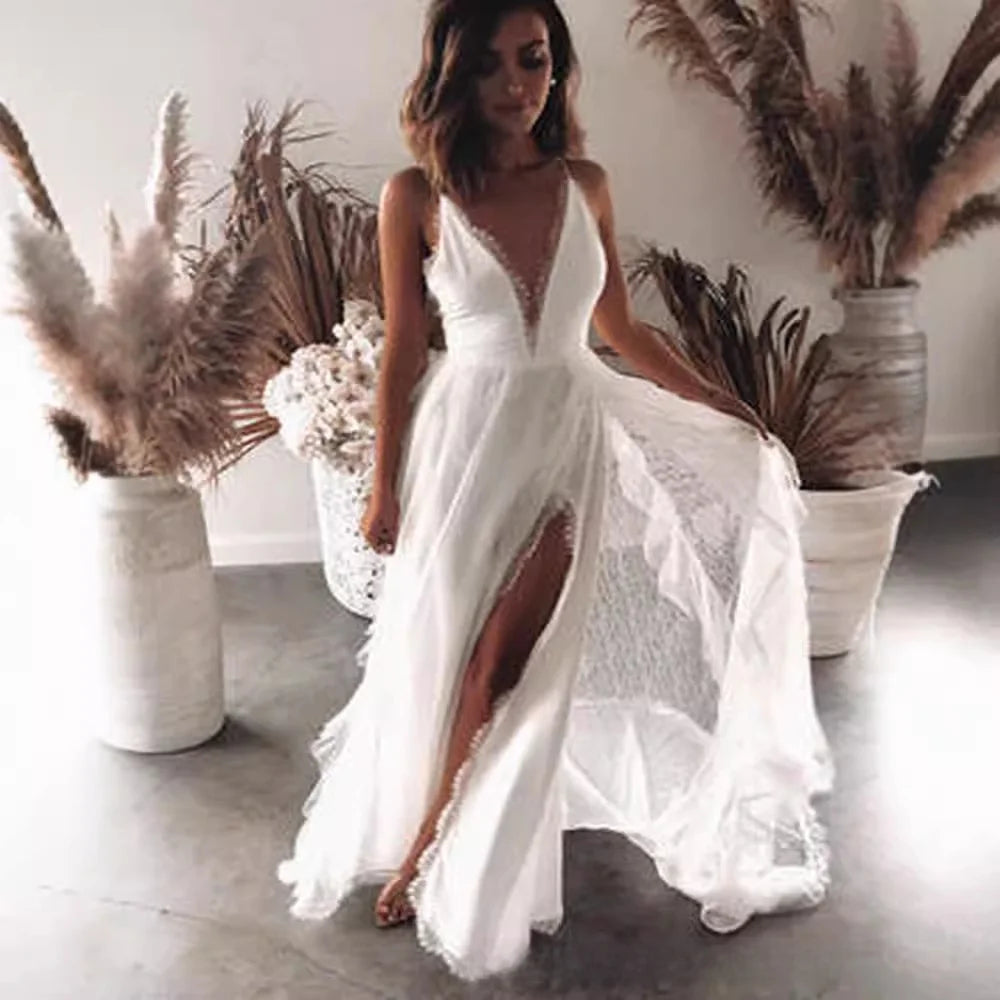 Deep V Lace Boho Maxi