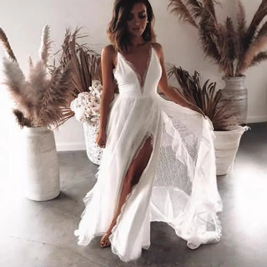 Deep V Lace Boho Maxi
