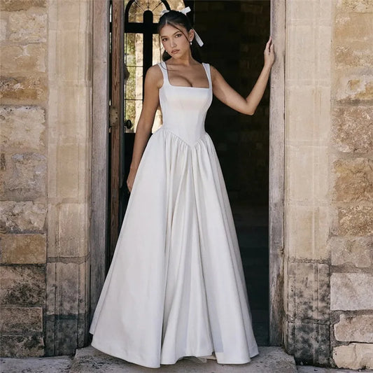 Wide Strap Corset Square Neck Maxi Dress
