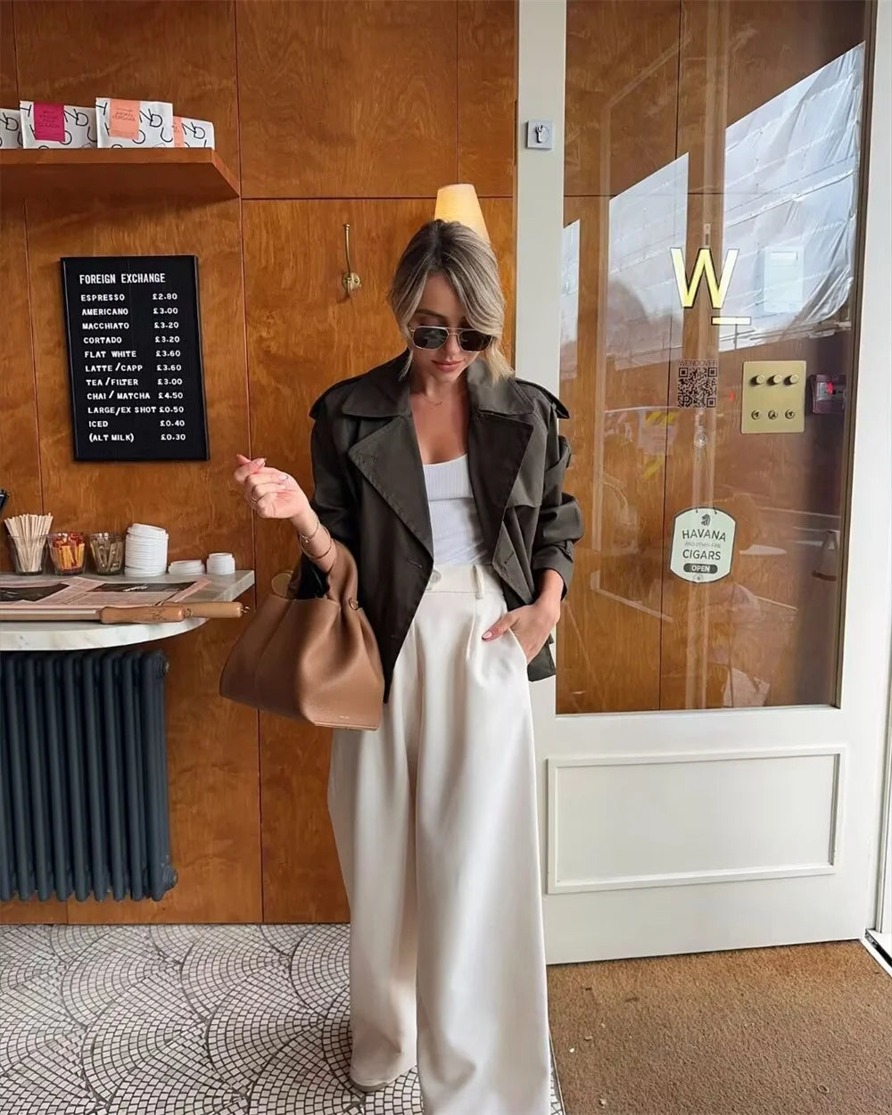 Women’s Cropped Trench Coat Double Breasted Jacket