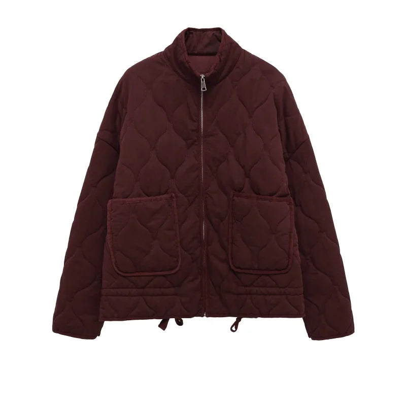 Women’s Quilted Cropped Jacket with High Collar