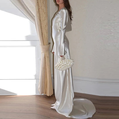 Satin Cowl Neck Open Back Maxi Dress