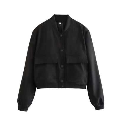 Women’s Lightweight Bomber Jacket with Front Pockets