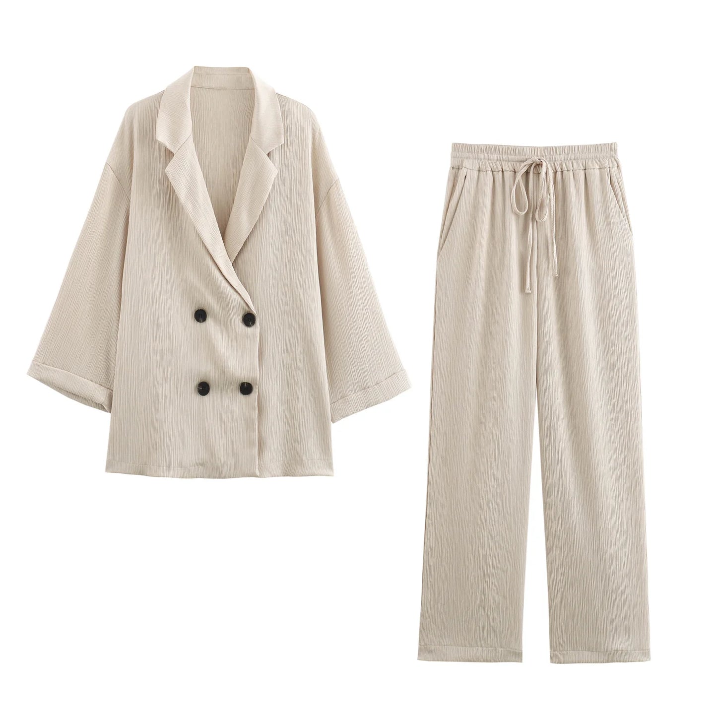 Women’s Oversized Blazer and Wide Leg Pants Set