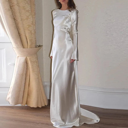 Satin Cowl Neck Open Back Maxi Dress