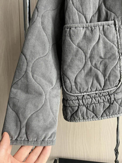 Women’s Quilted Cropped Jacket with High Collar