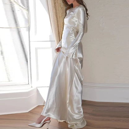 Satin Cowl Neck Open Back Maxi Dress