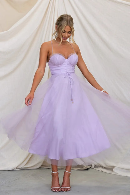 Sweetheart Corset Lace Up Midi Dress