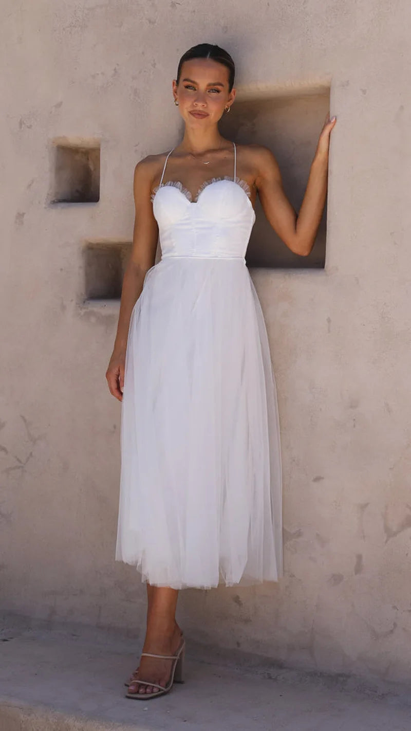 Sweetheart Corset Lace Up Midi Dress