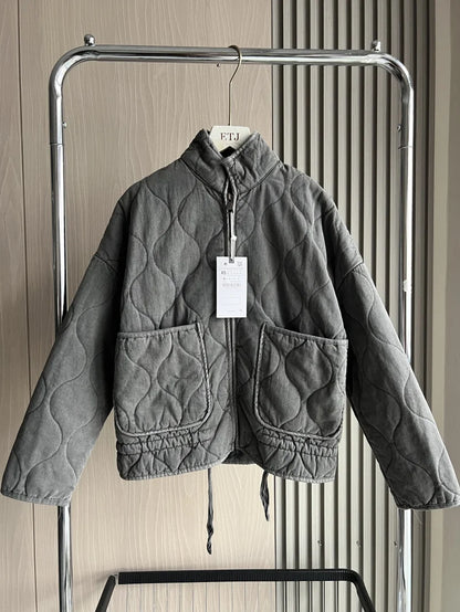 Women’s Quilted Cropped Jacket with High Collar