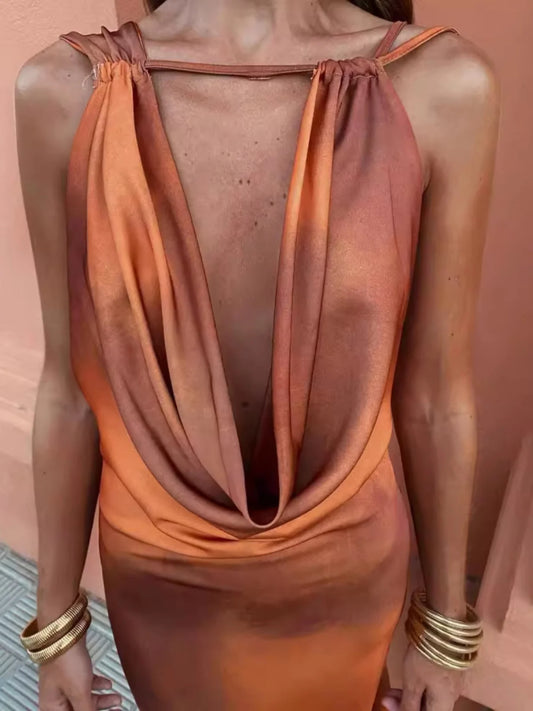 Sunset Ombre Halter Maxi Dress
