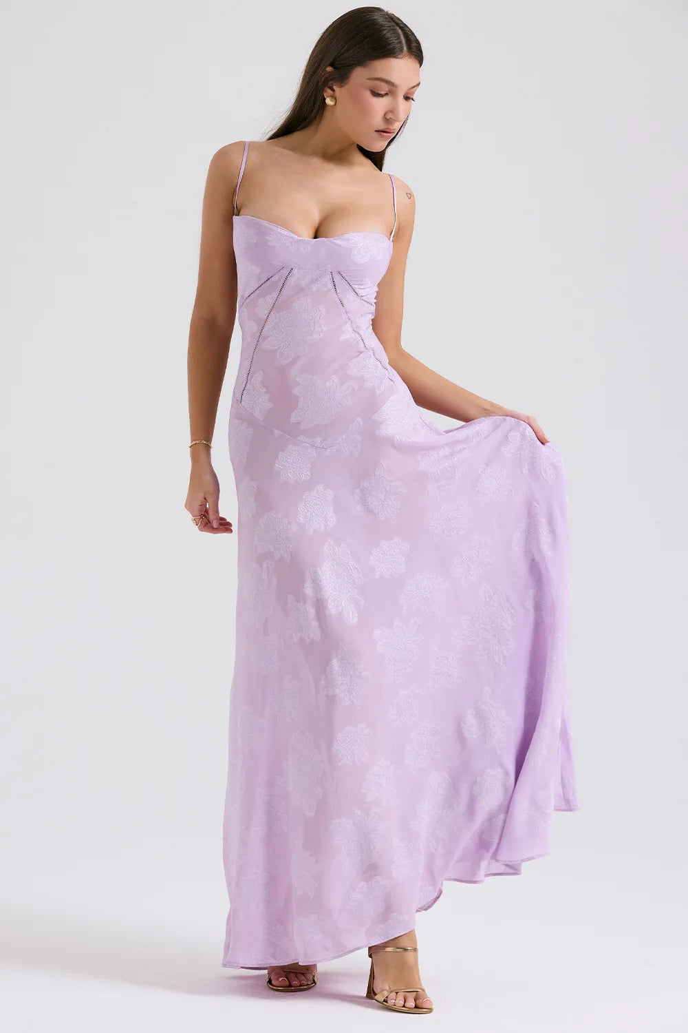 Floral Cowl Neck Slip Midi Dress