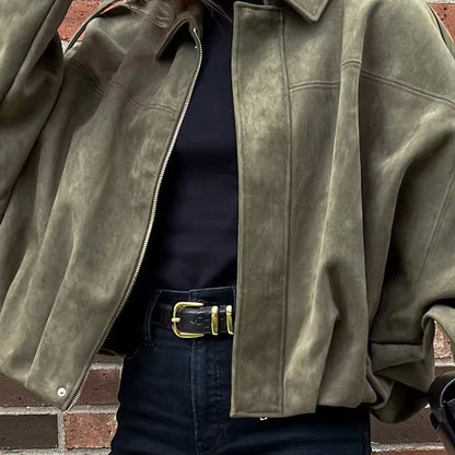 Women’s Faux Suede Bomber Jacket